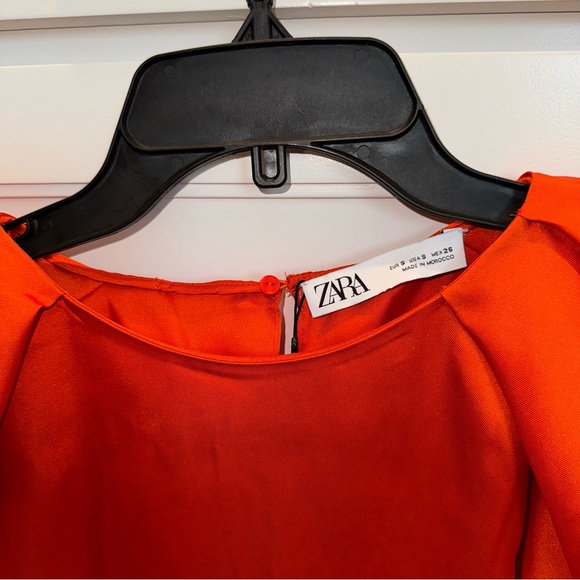 ZARA WOMAN ORANGE SATIN VOLUMINOUS SLEEVE BLOUSE SIZE Small - Picture 7 of 11